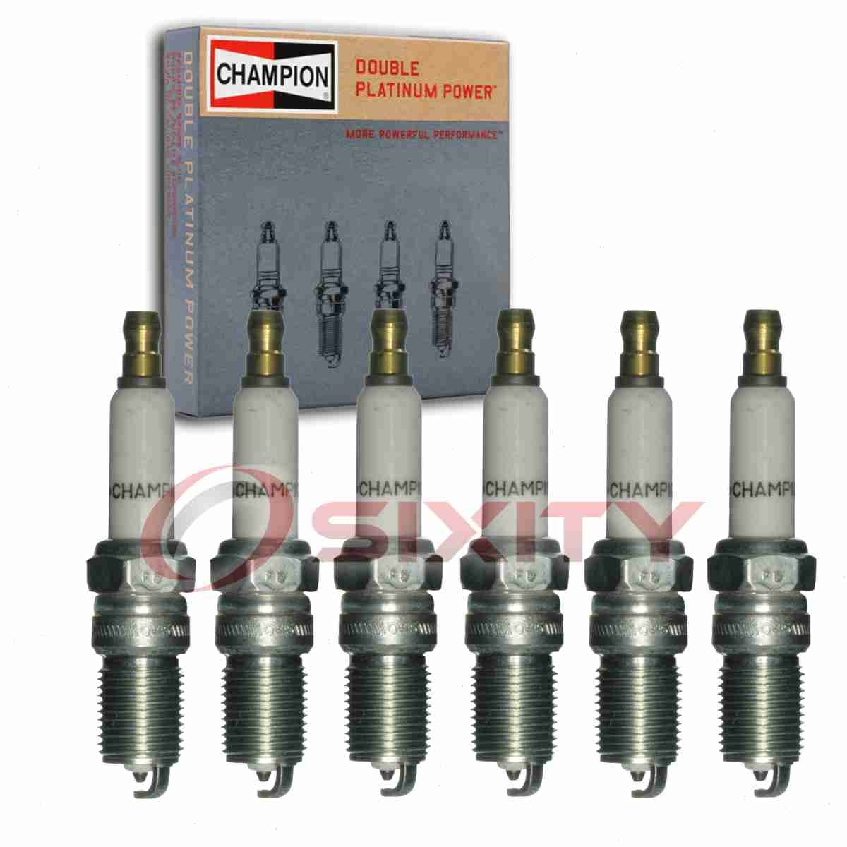 6 pc Champion Double Platinum Spark Plugs for 1976-1981 Volvo 262 2.7L 2.8L ph
