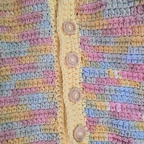 Adorable Knit Pastel Rainbow Hand Made Girl's Hooded Button-down Sweater - Picture 8 of 8