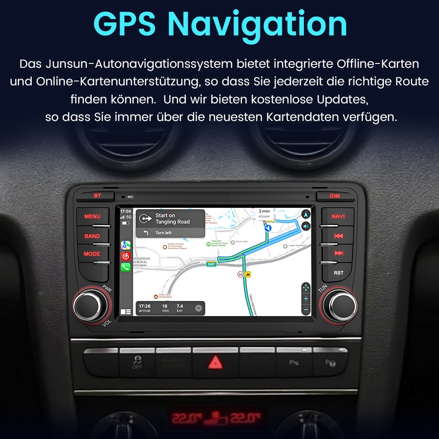 Für Audi A3 8P 2003-2012 Android14.0 Autoradio GPS Navigation BT WIFI RDS 132GB