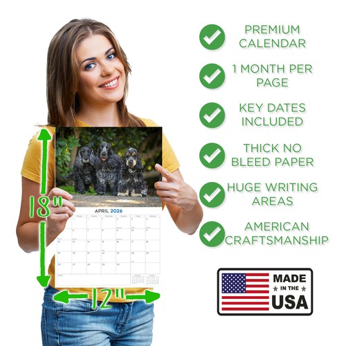English Cocker Spaniel Dog Breed Calendar 2026 12x18 Made in USA - Picture 4 of 7