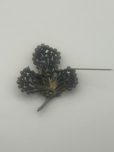 Vintage Karu, Red Rhinestone, Flower Brooch, Gold Tone, Mid Century - Picture 12 of 12