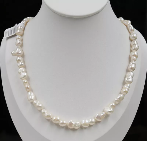 June Pearl Genuine 11-12 mm White Baroque Pearl Pearl Necklace 18'' - Picture 3 of 3