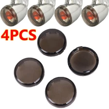 4PCS Smoke Turn Signal Lens Covers Kit For Harley Bullet Dome Style Blinker NEW
