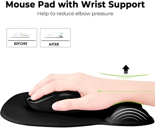 Alfombrilla Ratón Ergonómico Con Reposamuñecas, 4Mm Mousepad Con Memory Foam, Du - Imagen 2 de 12