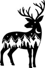 Reindeer Snowy Mountain Christmas Scene Vinyl Decal Sticker for Car/Window/Wall