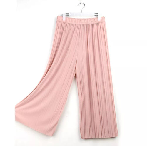 LADIES WOMENS PLAIN PALAZZO TROUSERS BAGGY ELASTIC WAIST WIDE LEG FLARED PANTS * - Picture 17 of 20