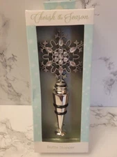 Cherish The Season Silver Wine Bottle Stopper Snowflake 5.50" Brand New In Box