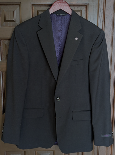 TED BAKER Jarrow Wool Trim Fit Black Textured Sport Coat Blazer, Size 42 S - Picture 4 of 11