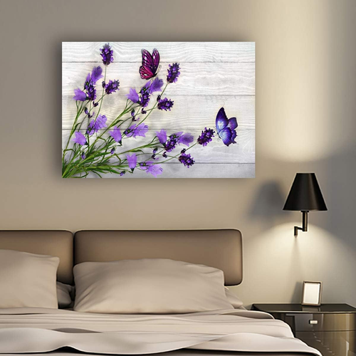 Purple Flowers Picture Canvas Prints Wall Art Room Wall Decor Floral on the Wood - Picture 10 of 12