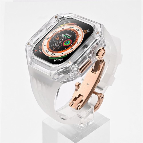 Premium Transparent PC Mod Kit Case Silicone Strap for Apple Watch Ultra 2 9 8 7 - Picture 50 of 55