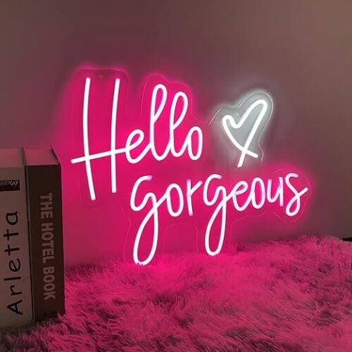 Luce per insegne al neon Hello Gorgeous, dimensioni 19,6 x 14,1 pollici, con interruttore dimmerabile - Foto 4 di 7