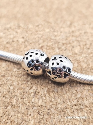 2 cuentas auténticas de plata con estampado de pata de mascota con dije europeo - Imagen 2 de 4