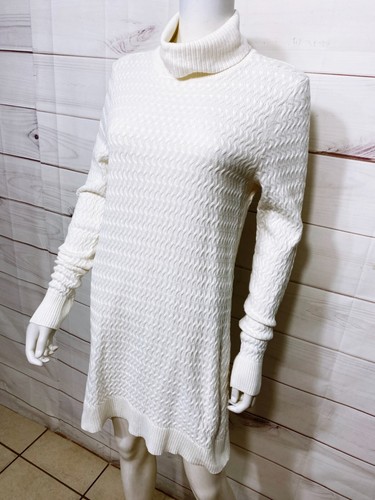 Lands' End Womens Sweater Dress Size M White Turtleneck Long Sleeve - Picture 3 of 7