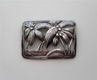 Vintage Solid Sterling Silver Palm Tree Sea Ocean Boat Ship Brooch Pin