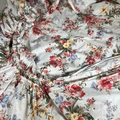 Vintage Ralph Lauren Petticoat Sheet Set 4PC Floral Cottage Cotton Queen Size - Picture 4 of 12