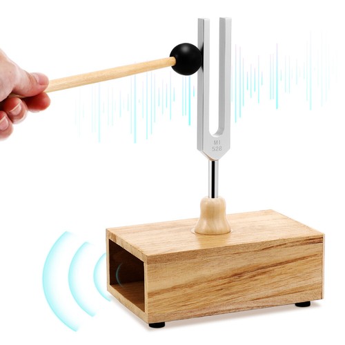 1 Set Stimmgabel Holz Voice Resonator Box Stimmversorgung 528hz mit Holzhammer UK - Bild 2 von 12