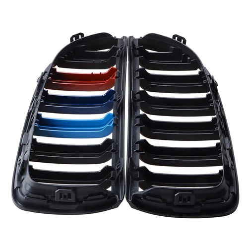M Color Front Kidney Grille Grill For BMW E90 E91 2005-2008 325i 328i Dual Slat - Picture 6 of 7