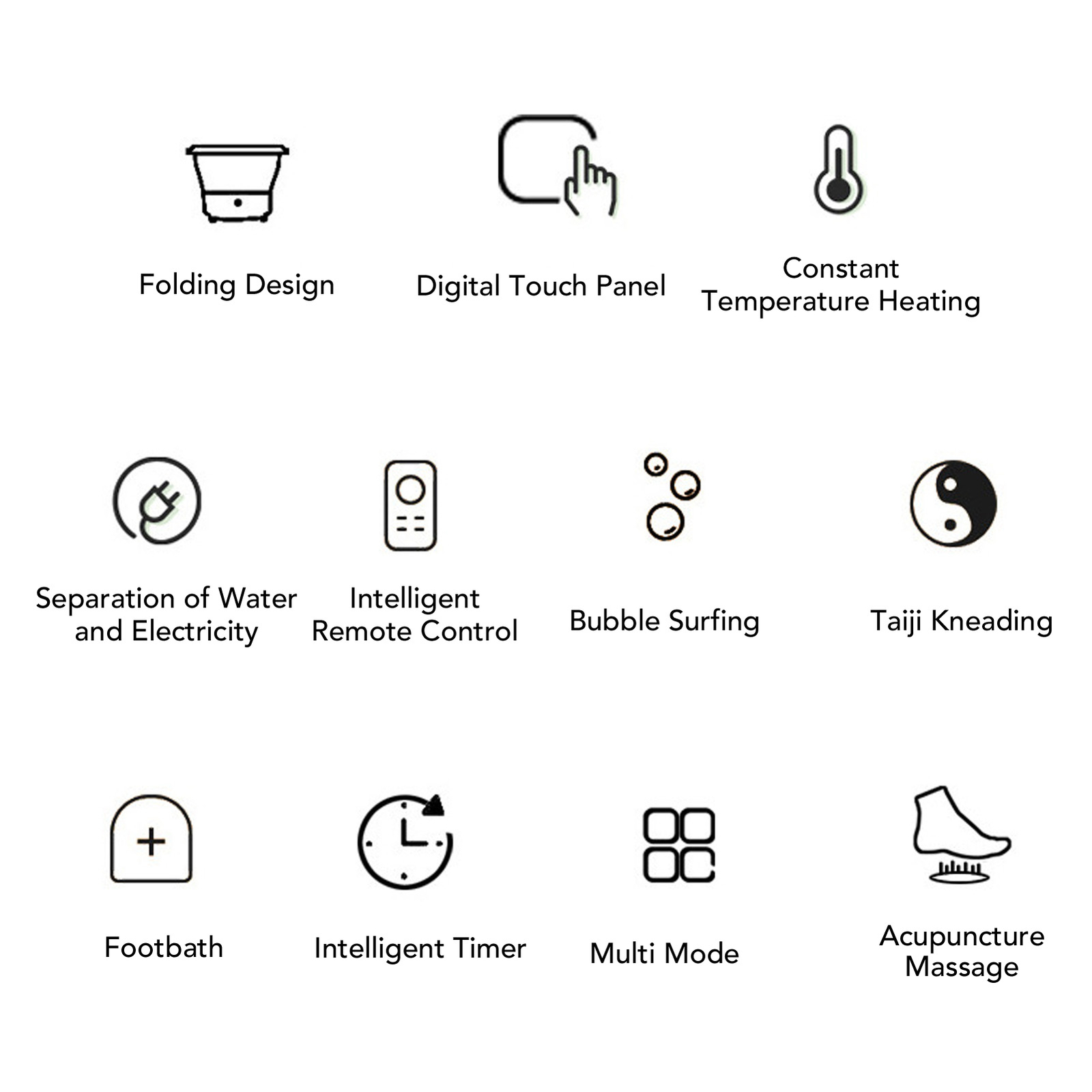 8L Large Capacity Smart Foldable Foot Soak Tub Massager For Home