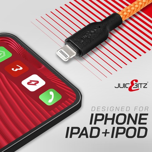 JuicEBitz® Pleciony kabel szybkiej ładowarki do Apple iPhone 14 13 12 11 X 8 iPad iPod - Zdjęcie 104 z 144
