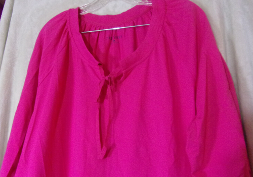 Sport Savvy Women 2X Plus Pink 3/4 Sleeve Top with String tie & 2 front pockets. - Picture 2 of 13