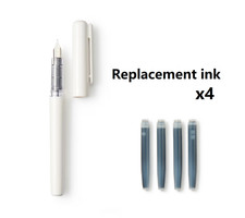MUJI Polycarbonate Fountain Pen and Replacement ink x4 pcs Made in Japan