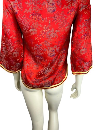 Vintage Solz Eichhörnchen China rot Top Gr. S orientalisch asiatisch Kunst zum Tragen 50er 60er - Bild 8 von 11