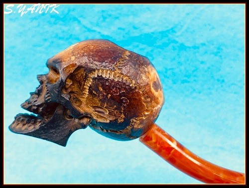 S.YANIK MEERSCHAUM PIPE CALCINE SKULL SPC CASE NR 3 - Picture 3 of 8