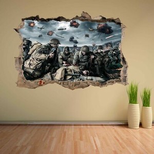 Military 4x4 Vehicle Vinyl Wall Sticker Art Army War Memrobillia Décor Boys Room