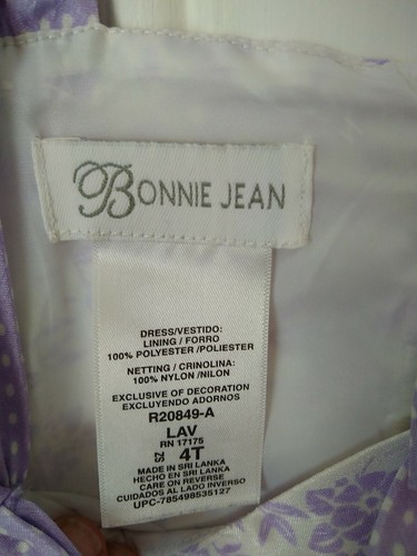 Darling Lavender Floral Print Bonnie Jean Dress Size 4 - Picture 4 of 5