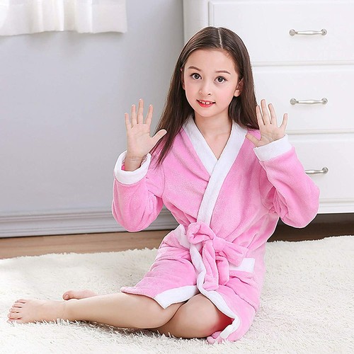 Children Flannel Bathrobe Soft Dressing Gown Coral Fleece Robes for Boys Girls - Picture 8 of 27