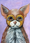 Original & Mexican Folk Art. CHIHUAHUA DOG. Original  5"x7" Canvas Panel