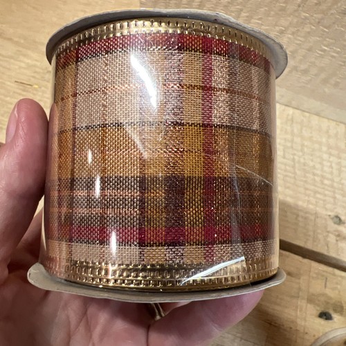 2 New Wire-Edged Fall Plaid Ribbon: Thanksgiving Autumn Colors: 2.5” x 9 ft - Picture 4 of 5