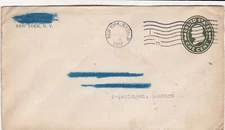 United States 1911 New York N.Y.Sta. Cancel Pre Paid Envelope to Denmark Rf45680