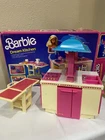 Vintage 1984 Barbie Dream Kitchen #9119 With Box Dishes Food Accessories Table