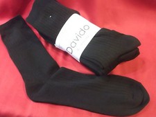 Davido Mens socks dress cotton made in Italy  cotton 6 pairs black 9-11