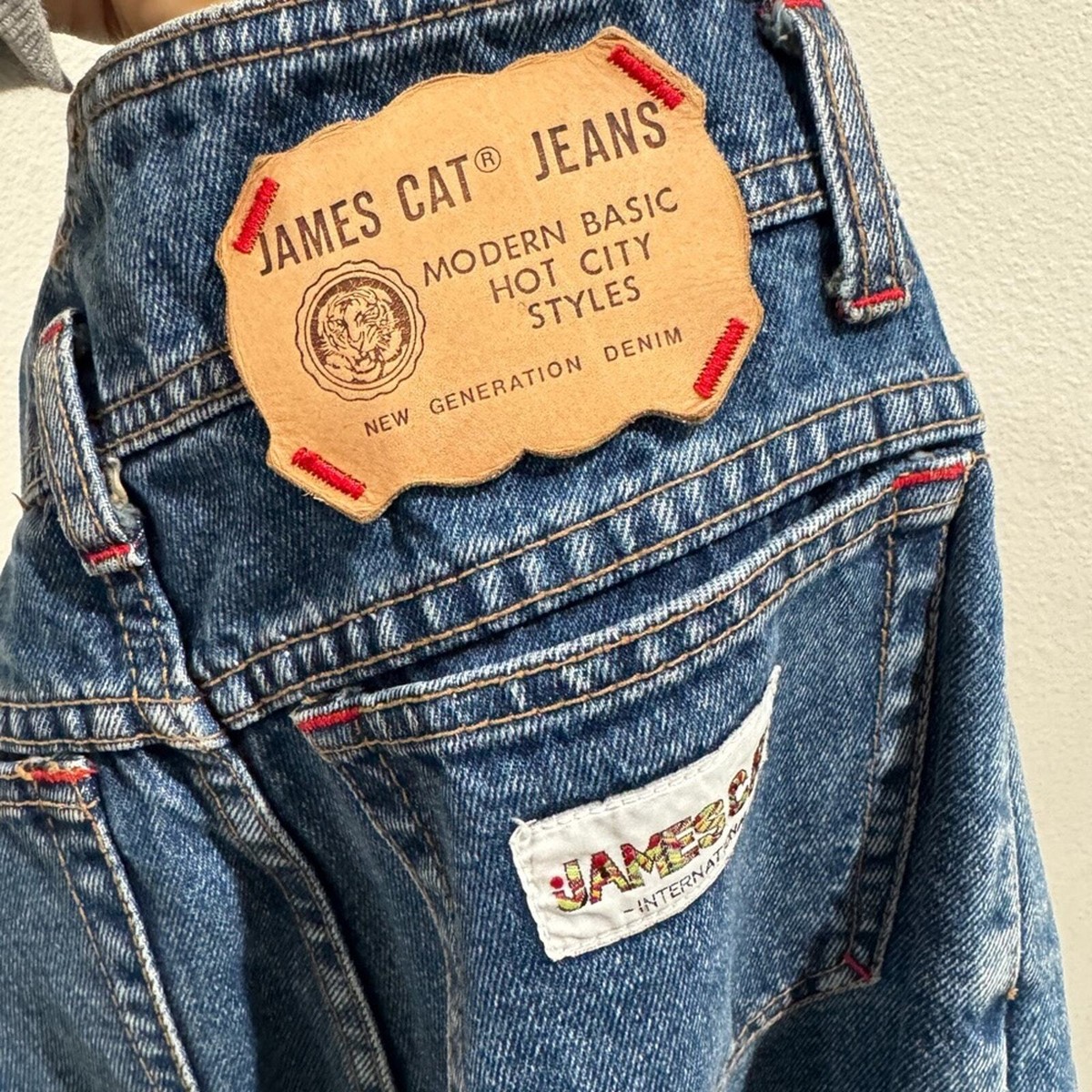 Vintage 80s James Cat High Waist 100% Cotton Denim Blue Mom