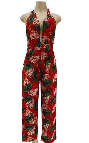 Women's Summer Sleeveless Open Back Deep V-Neck Wide Leg Pants Jumpsuit Romper - Picture 13 of 22