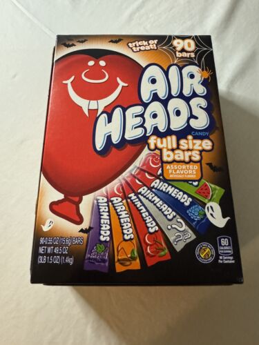 Airheads Candy Bars, Halloween Variety Box, Chewy Full Size Fruit Taffy 90 Count