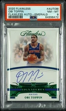 2020 Panini Flawless Auto /5 Obi Toppin Rookie Emerald Indiana Pacers - PSA 8