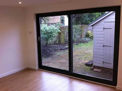 Grey on White Sliding Patio uPVC / Patio Doors / 2100mm x 2100mm / BRAND NEW - Image 1 of 4