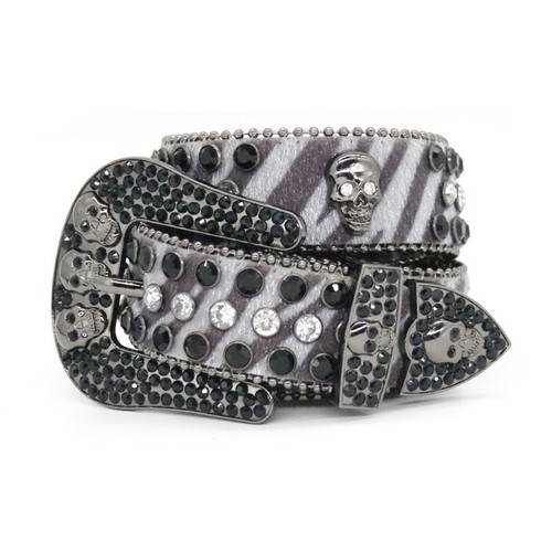 Men Women Western Rhinestone Belt Crystal Studded Cowgirl Cowboy Skull Belts - Picture 26 of 62