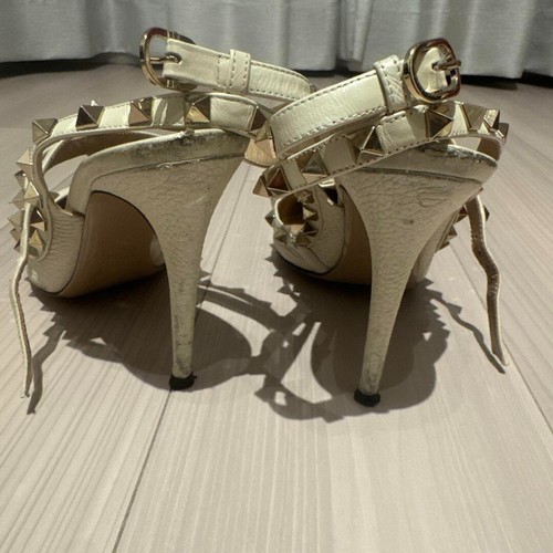 VALENTINO GARAVANI Rockstud Leather Pumps Ivory Size 38 Made In ITALY Auth - Picture 3 of 9