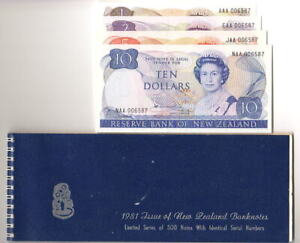 NEW-ZEALAND-Hardie-Type-11-1st-Prefix-Set-1-2-5-10-Matching-Serials-006587