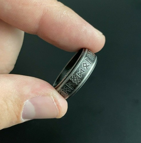 Rune Ring Viking Odin Norse Rune Norwegian USA STOCK Celtic Vintage Siver - Picture 9 of 11