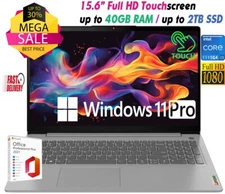 Lenovo Laptop 15.6" Touch Intel i3-1115G4 Upto 40GB RAM&2TB SSD Win11 PRO+OFFICE