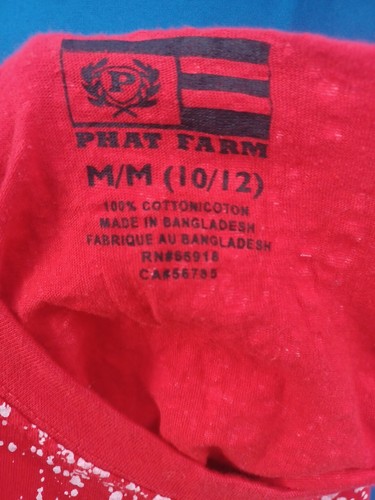 Phat Farm Shirt Medium 10-12 Youth Boys Red Black White 100 S Y2K Pullover - Picture 9 of 14