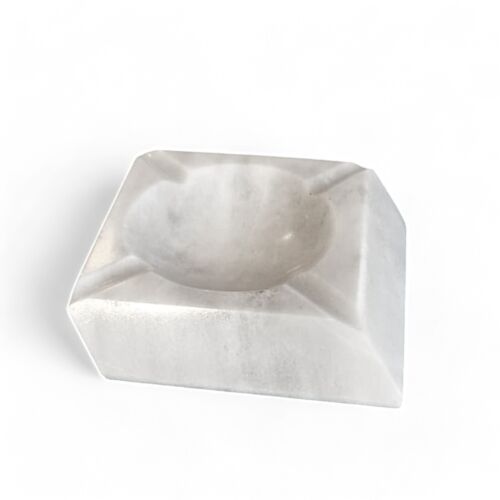 Portacenere In Marmo Italiano Bianco Carrara Italian Black Marble Ashtray 12cm - Foto 3 di 3