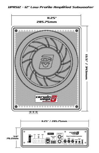 Cerwin Vega VPAS12 250 Watt RMS Slim Powered Gehäuse 12" Untersitz Subwoofer - Bild 2 von 2