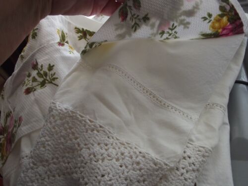 Vintage SEARS Kitchen Curtain 2 Panels Valence Roses Crochet Country Cottage Cor - Picture 15 of 16