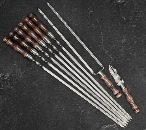9Pcs Stainless Steel Skewers BBQ Set Shashlik Kebab for Mangal "HUNTING QUIVER" - Picture 2 of 7